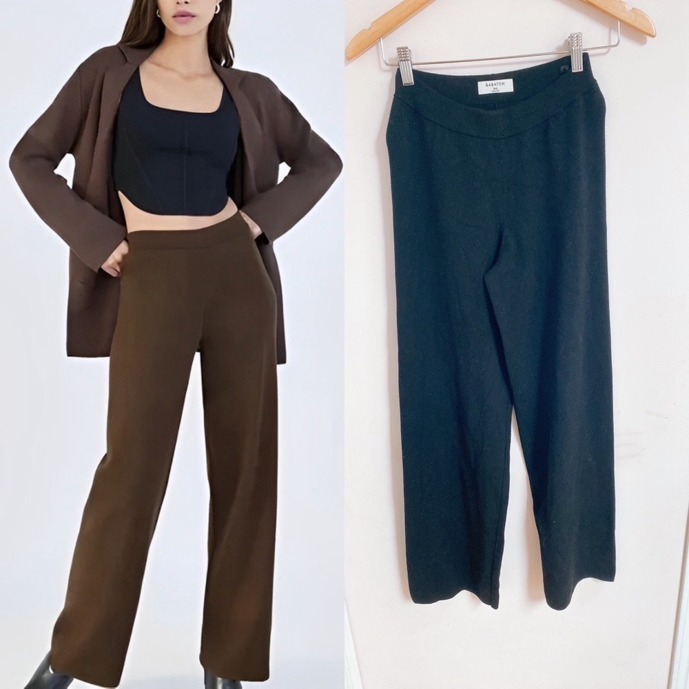 Aritzia Babaton Black Wide Leg Lusso Pant